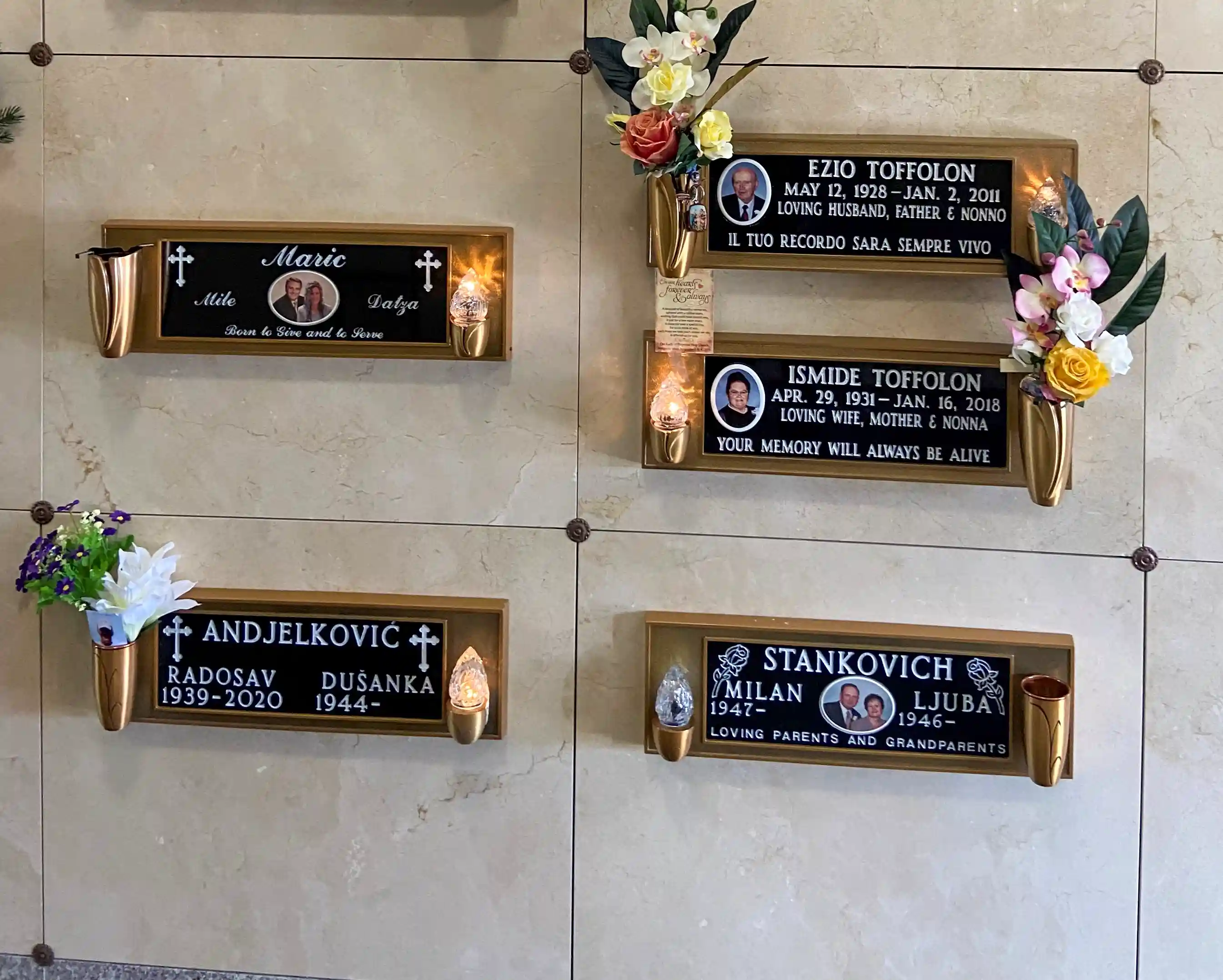 Custom mausoleum plaques